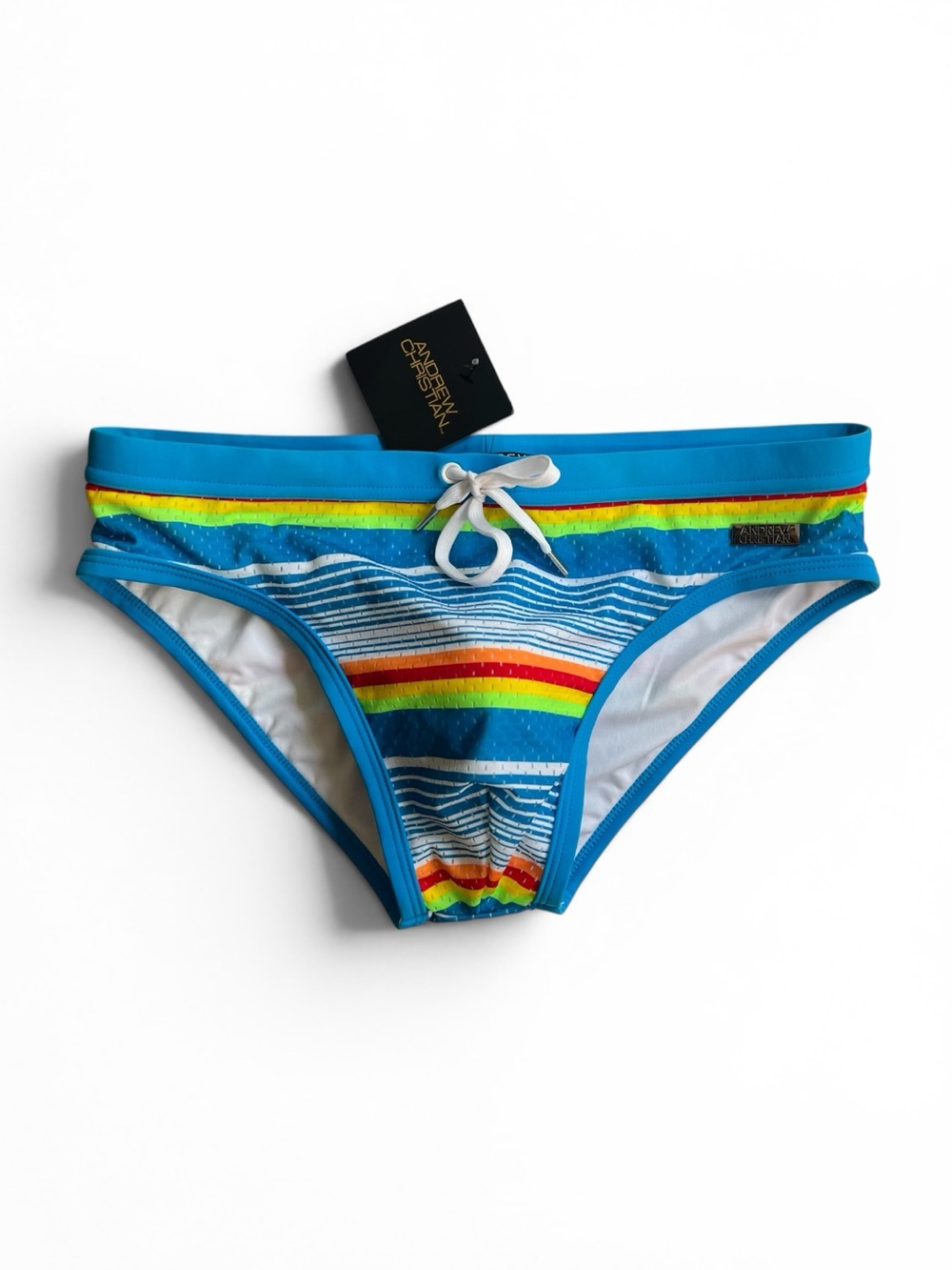Andrew Christian Retro Mesh Swim Bikini Brief Striped Size L